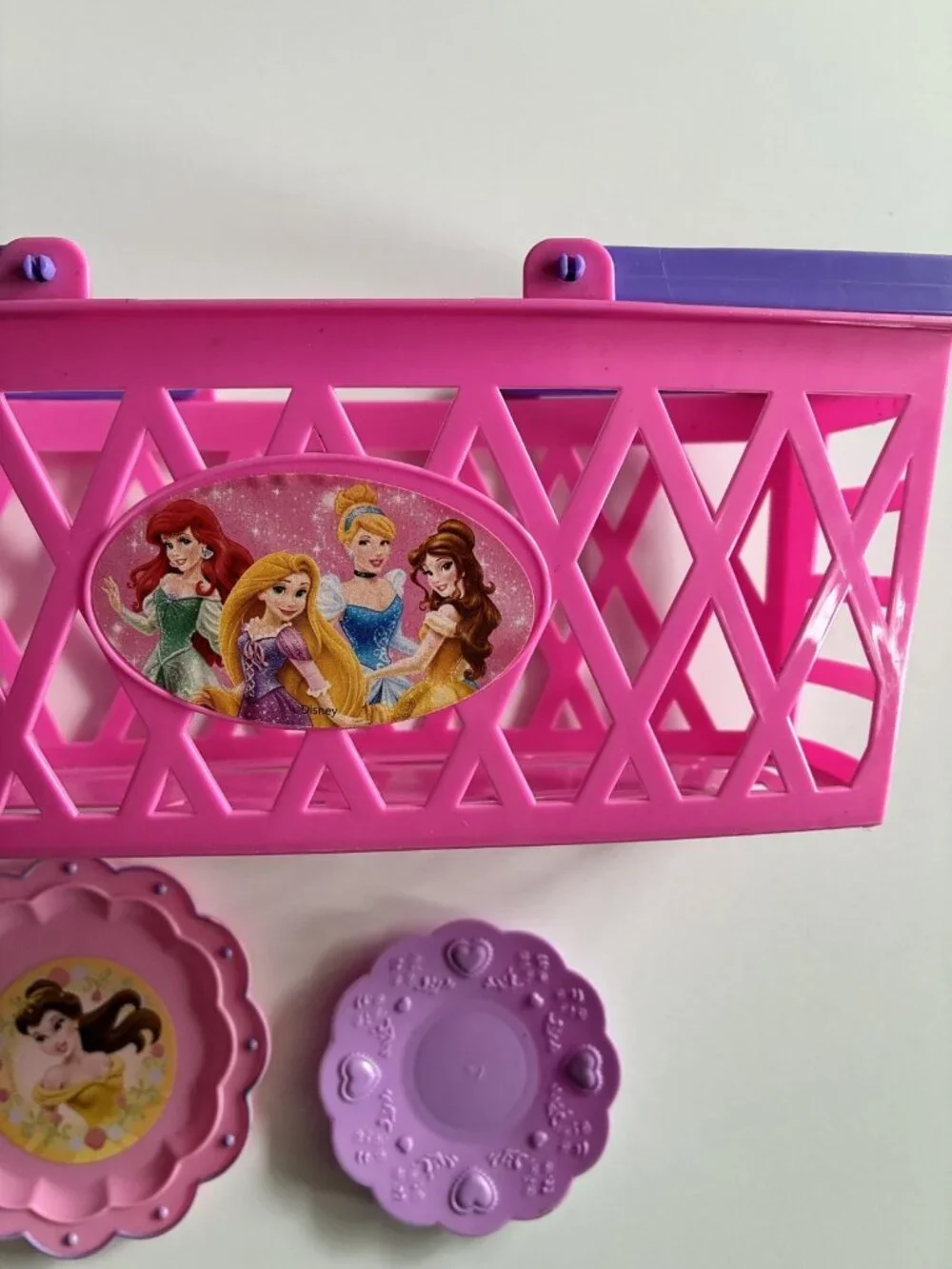 Disney Princess Pretend Play Shopping Basket & Plates Set Kids Toy Kitchen